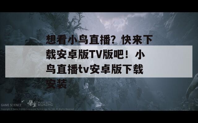 想看小鸟直播？快来下载安卓版TV版吧！小鸟直播tv安卓版下载安装