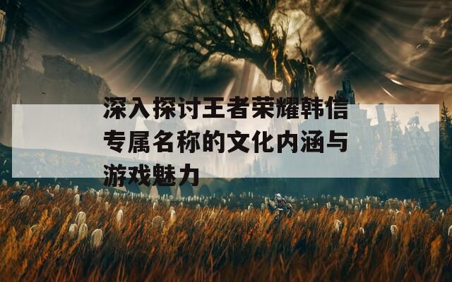 深入探讨王者荣耀韩信专属名称的文化内涵与游戏魅力