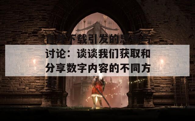 盲井下载引发的思考与讨论：谈谈我们获取和分享数字内容的不同方式