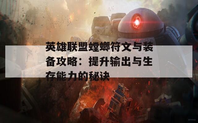 英雄联盟螳螂符文与装备攻略：提升输出与生存能力的秘诀