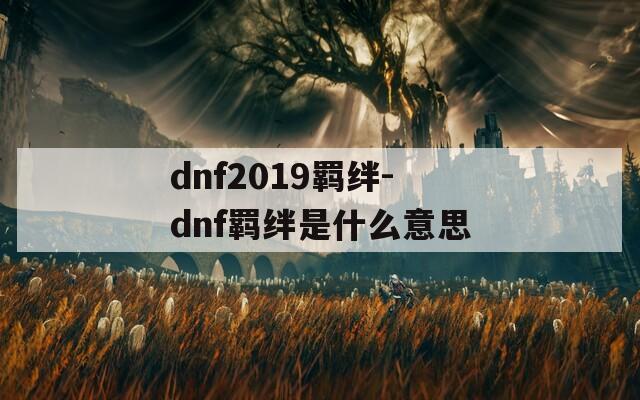 dnf2019羁绊-dnf羁绊是什么意思